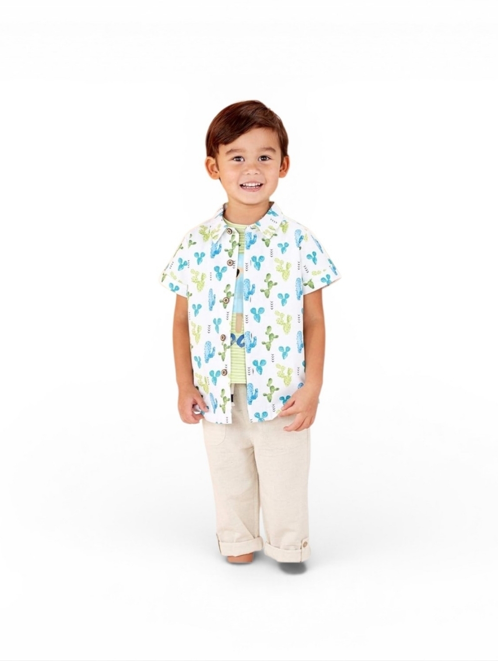 Mud Pie Baby Boys 12-18 Mo Cactus Resort Print Button Front Shirt Cotton - Picture 10 of 10